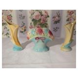 Ceramic Glazed Floral Vase Set