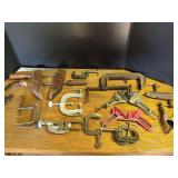 Assorted Metal and Wood Clamps