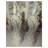 Homco White Ceramic Asian Figurine Pair