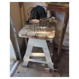 Pair of Miniature Metal Chairs and Wooden Step Stool