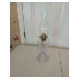 Clear Glass Oil Lamp with Starburst Base and Metal Burner