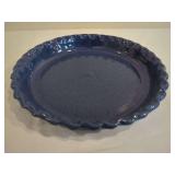 Blue Glazed Terracotta Pie Dish Signed BB