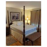 Carved Wood Four Poster Queen Bed