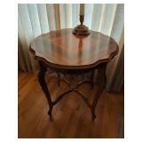 French Provincial Style Wood Accent Table with Parquetry Top