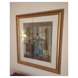 Framed Print of Interior Scene with Woman by F. Bayerlein