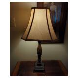 Table Lamp with Faux Marble Center and Fabric Shade