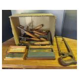 Woodworking Chisels, Sharpening Stones, and Hacksaw Lot
