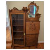 Oak Secretary Desk and Bookcase Combination