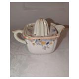 Ceramic Juicer Pitcher with Floral Decal and Made in Japan Mark