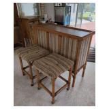 Bamboo and Woven Fabric Home Bar with Matching Stools