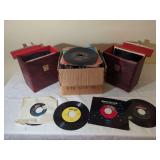 Large Collection of Assorted 45 RPM Vinyl Records with Storage Cases