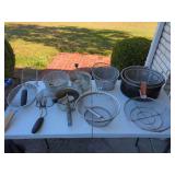 Collection of Stainless Steel and Aluminum Kitchen Strainers and Foley Food Mills