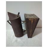 Metal Bee Smoker with Wooden Bellows