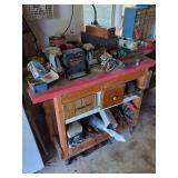 Black and Decker Bench Grinder and Wooden Workbench Lot