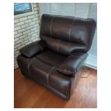 Dark Brown Leather Power Reclining Armchair
