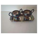 International Silver Company Silver Plated Creamer, Sugar Bowl, and Tray Set