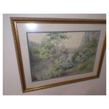 Framed Watercolor Landscape Painting Signed Paul Lucien