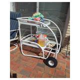 Metal Frame Rolling Utility Cart with Glass Shelves