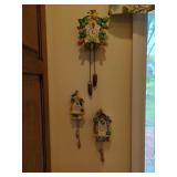 Lot of Three Ceramic Wall Pockets Shaped Like Cuckoo Clocks