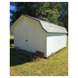 White Storage Shed with Gambrel Roof