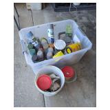 Assorted Hardware, Paint, and Supplies in Storage Totes