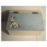 Hand Painted Wooden Storage Box with Slanted Lid