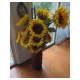 Ceramic Floor Vase with Artificial Sunflower Arrangement