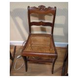 Carved Wood Side Chair with Cane Seat