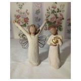 Lot of 2 Willow Tree Susan Lordi Figurines Courage and Keepsake