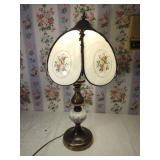 Floral Glass and Metal Table Lamp