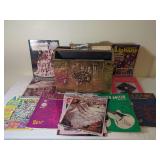 Embossed Brass Magazine Rack with Assorted Craft and Sheet Music Publications