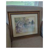 Framed Paul Sawyier Art Print 'Fishermen at Knight's Bridge'