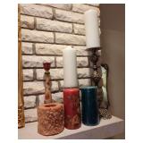 Hand-Painted Wooden Candlestick Holder by Ellen Coomer