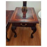 Thomasville Mahogany Inlaid End Table with Ball and Claw Feet