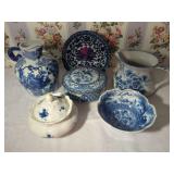 Assorted Blue and White Porcelain Tableware Collection