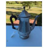 Silver-Plated Coffee Pot with Crest Engraving and Insulated Handle
