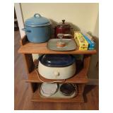 Kitchenware Assortment on Wooden Shelf