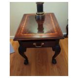 Thomasville Mahogany Inlaid Side Table with Ball and Claw Feet