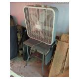 Galaxy Box Fan on Rolling Metal Table