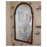 Arched Wooden Wall Mirror with Dark Finish