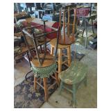 Five Assorted Stools and Folding Table