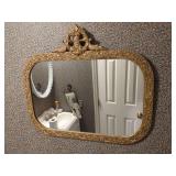 Gilt Framed Wall Mirror with Ornate Cresting