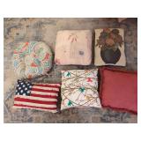 Assorted Decorative Throw Pillows and Cushion Lot of Six