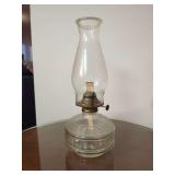 Clear Glass Oil Lamp with Metal Burner and Glass Chimney