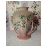 Hull Art Pottery Wildflower Pink and Yellow Double Handled Vase W-12-9.5