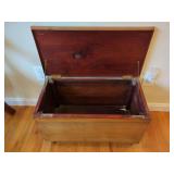 Wooden Storage Chest with Hinged Lid and Short Legs