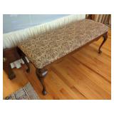 Upholstered Wooden Bench with Cabriole Legs