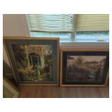 Two Framed Canvas Art Prints Featuring Impressionist Landscape Scenes