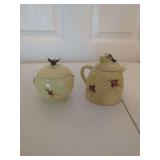 Ceramic Beehive Sugar Bowl and Creamer Set