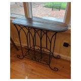 Wrought Iron and Wood Accent Table